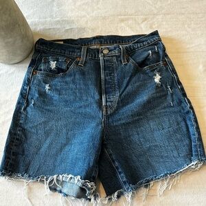 Levi's Blue Distressed Jean Shorts
